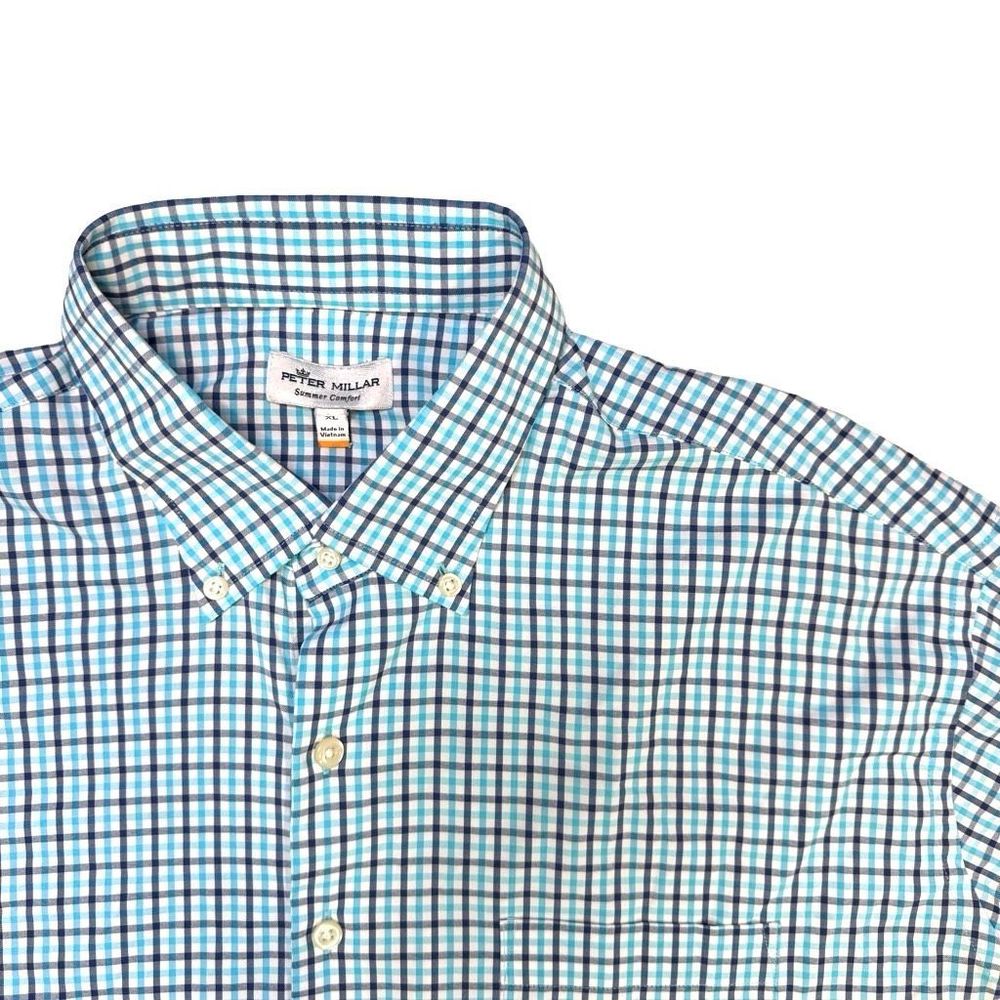 Peter Millar Summer Comfort Plaid Button Down Shirt Men’s Size XL